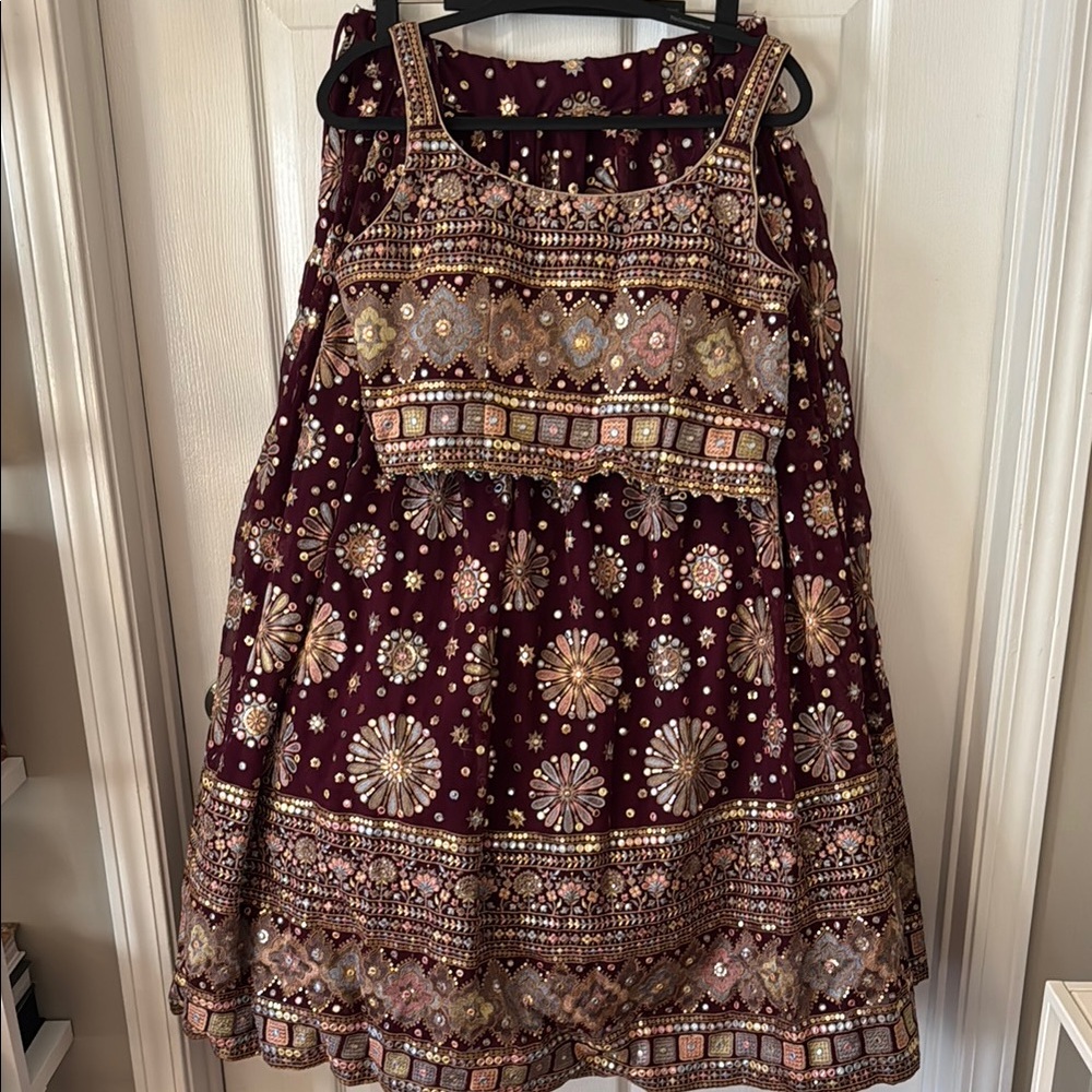 Beaded maroon lehenga